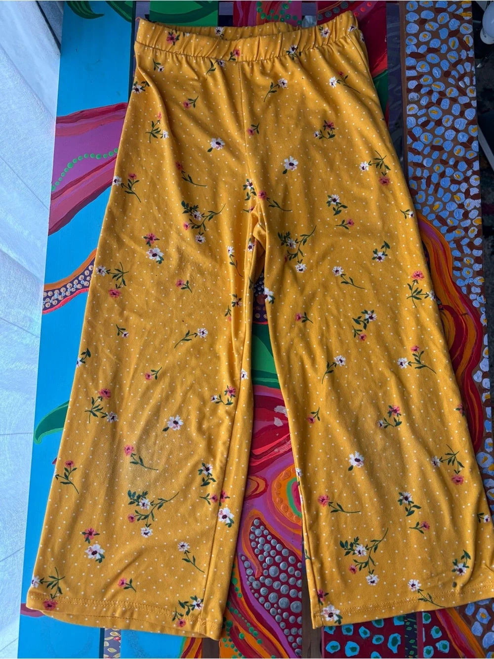 Girls' Mustard Floral Tie-Front Blouse & Pants Matching Set Size 5